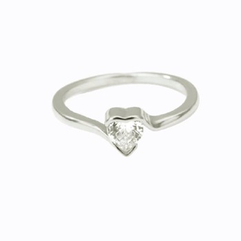 Inel cu piatra in forma de inimioara, marimea 54-56, Argintiu Inel cu piatra in forma de inimioara, marimea 54-56, Argintiu