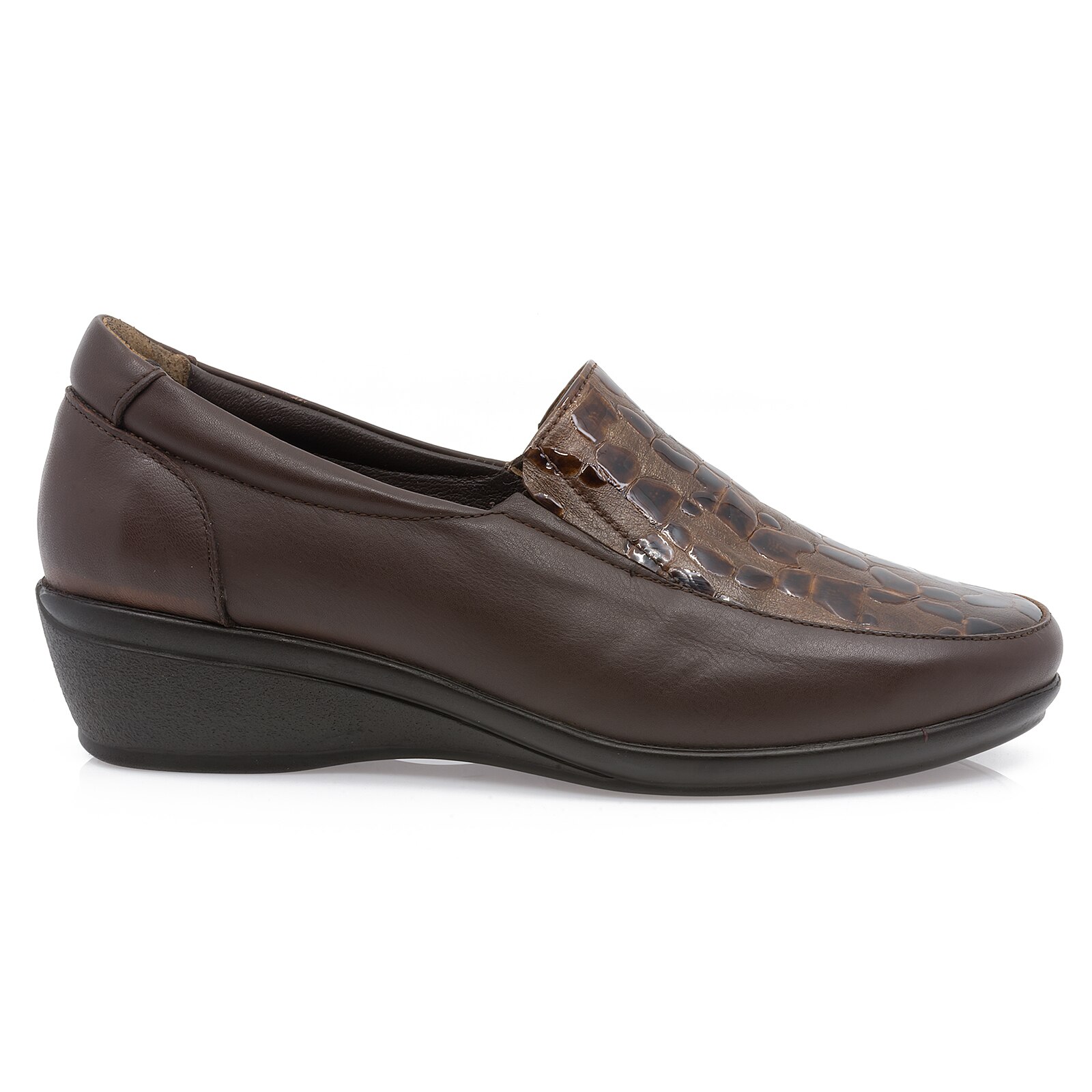 Pantofi dama, Caspian, CAS-189, casual, piele naturala, Maro/Maro inchis