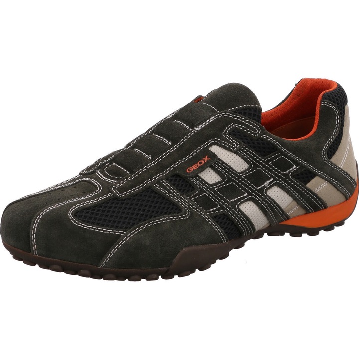 Pantofi sport barbati Geox Snake, Material textil, Negru, Negru