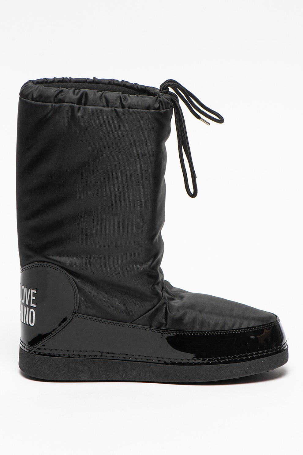 Love Moschino, Cizme mid-calf de iarna cu aplicatii, Negru/Rosu