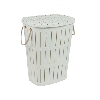 Cos de rufe, Wenko, cu manere din franghie, plastic, alb, 65 l, 45 x 35 x 58 cm Cos de rufe, Wenko, cu manere din franghie, plastic, alb, 65 l, 45 x 35 x 58 cm