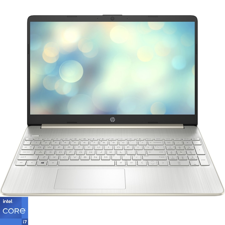 Лаптоп HP 15s-fq2030nq, Intel® Core™ i7-1165G7, 15.6", Full HD, RAM 16GB, 512GB SSD, Intel® Iris® Xᵉ Graphics, Free Dos, Pale Gold