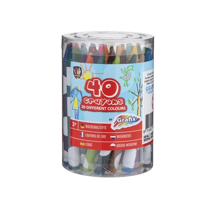 Set 40 creioane cerate Grafix Premium in galetusa