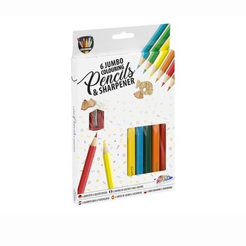 Set 6 creioane jumbo Grafix Premium cu ascutitoare Set 6 creioane jumbo Grafix Premium cu ascutitoare