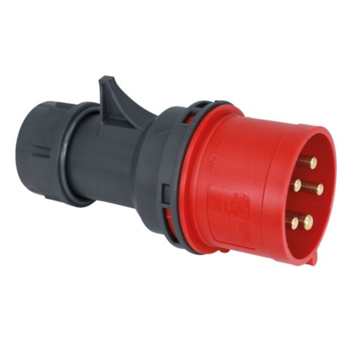 Stecher IEC309, 5 pini, 16A, 400V, IP44, negru, Commel, 524400