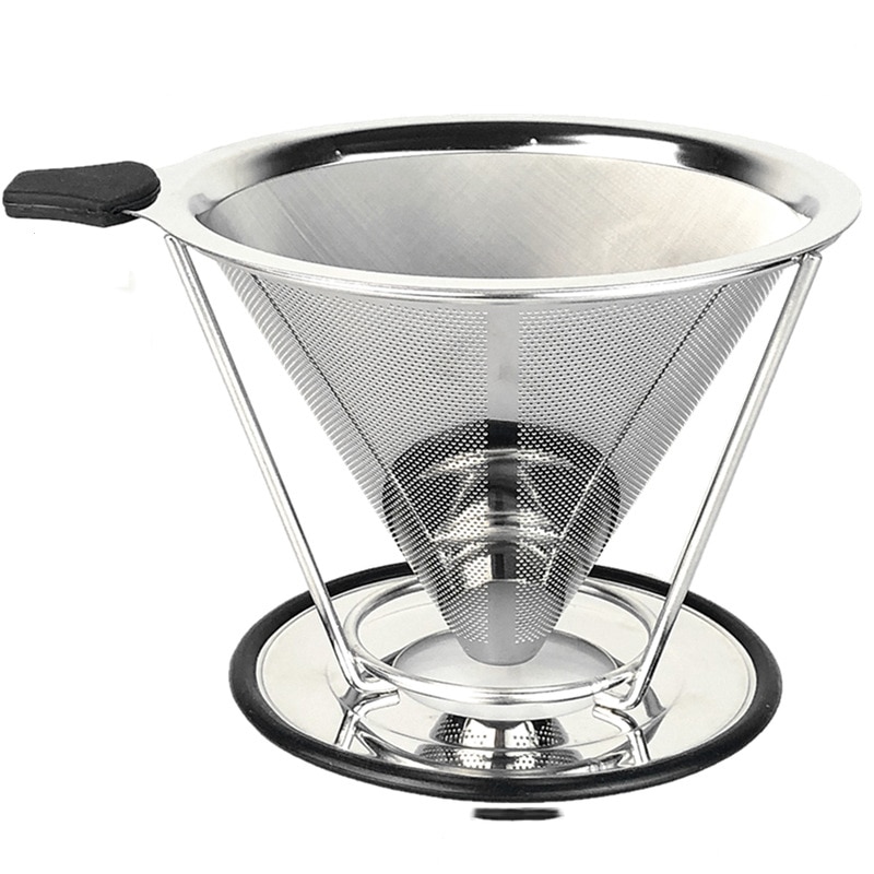 Filtru permanent cafea V-Shape V60, picurare, inox dublu-strat, 145 x 95 x 103 mm, destinat 1 - 4 persoane, argintiu