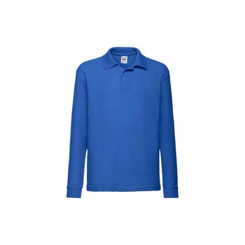 Tricou Polo cu Maneca lunga Fruit of the Loom 65/35, Poliester/Bumbac, Albastru, 14-15 Ani Tricou Polo cu Maneca lunga Fruit of the Loom 65/35, Poliester/Bumbac, Albastru, 14-15 Ani
