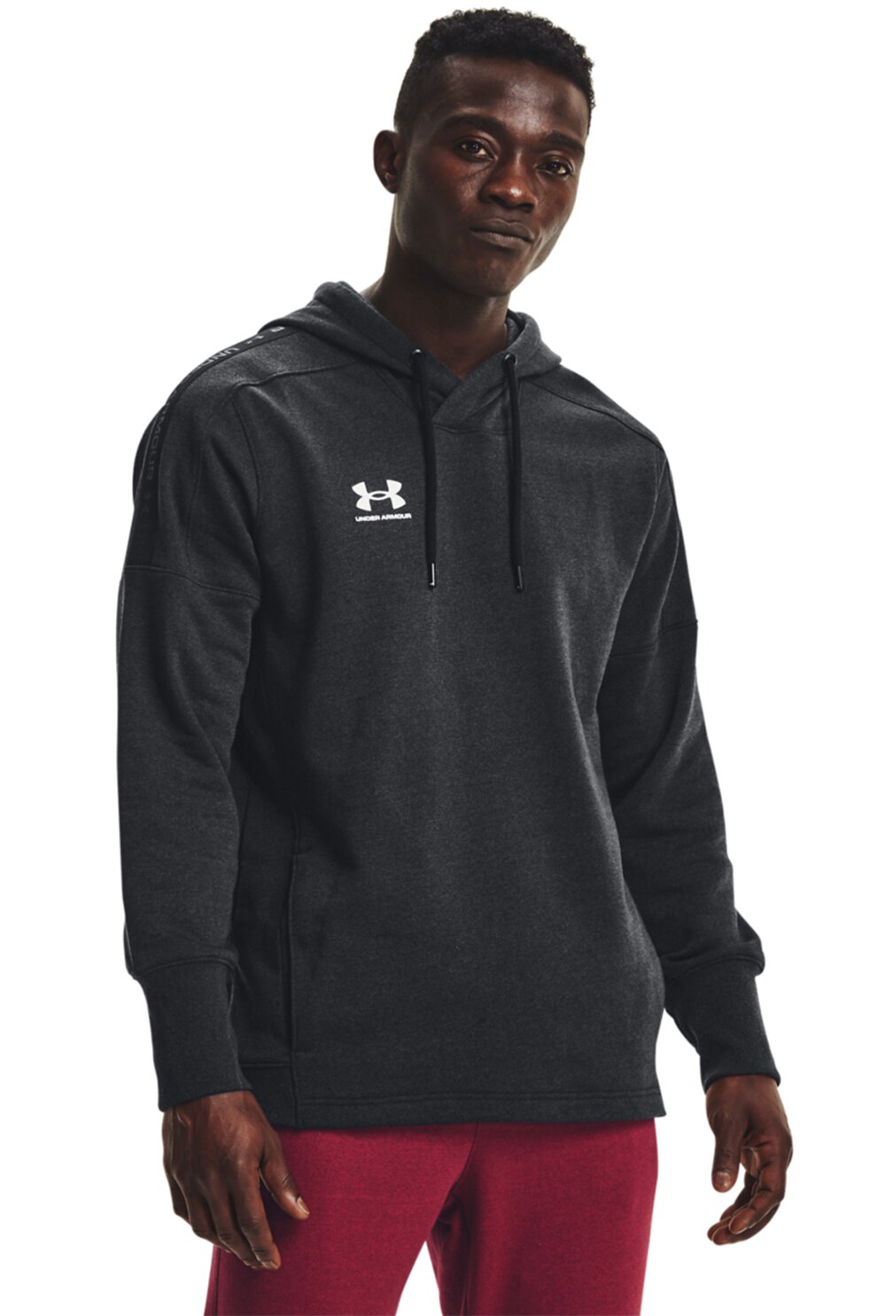 Under Armour, Hanorac cu buzunare laterale, pentru antrenament Accelerate Off-Pitch, Gri inchis melange