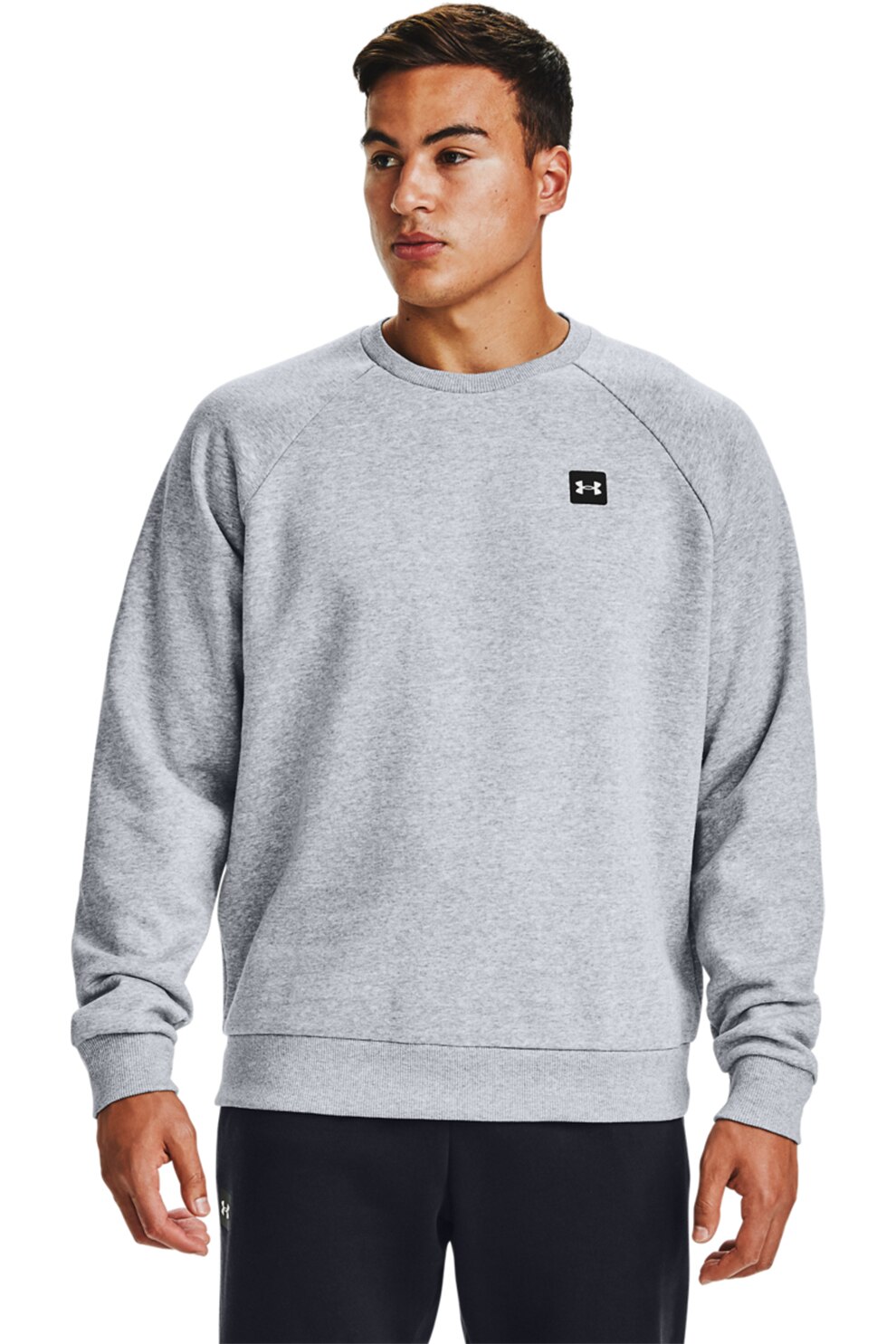 Under Armour, Bluza sport cu maneci raglan si logo pentru antrenament Rival, Gri deschis melange