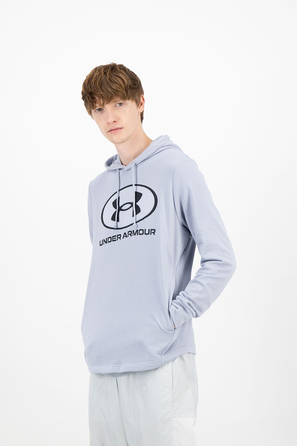 Under Armour, Hanorac cu logo Rival, Gri deschis