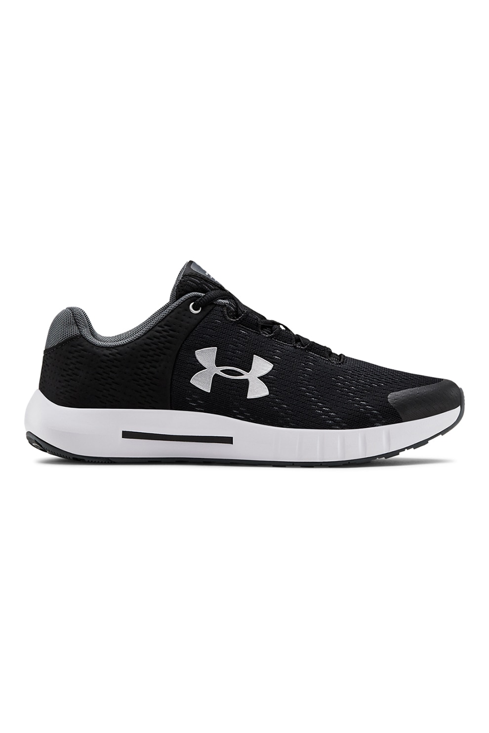 Under Armour, Pantofi din plasa tricotata, pentru alergare Pursuit BP, Negru/Alb