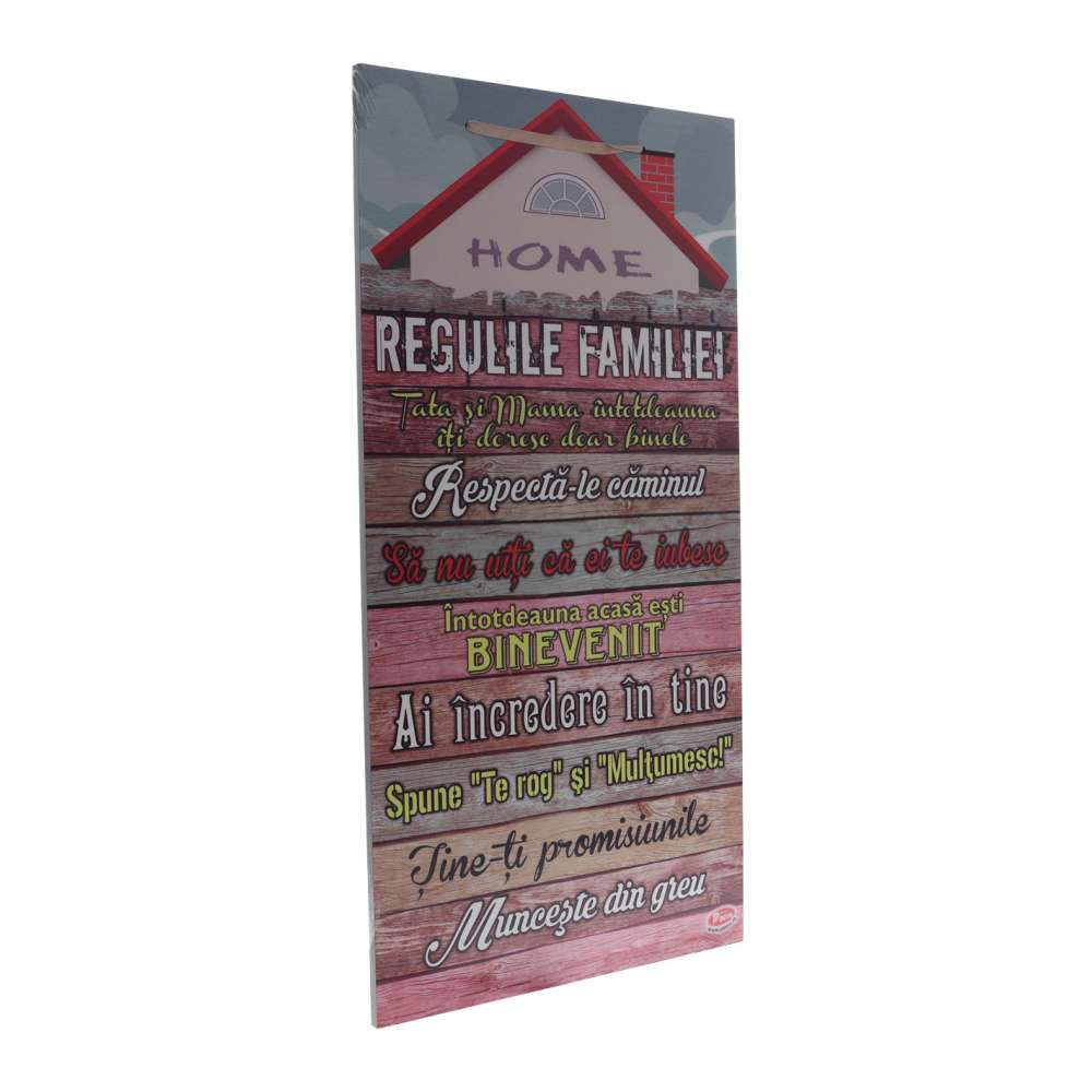 Tablou Lemn Regulile Familiei Casuta 50 cm