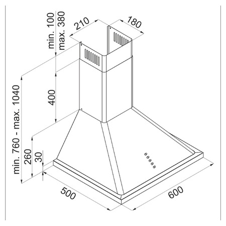 Hota incorporabila telescopica Hansa OKC613RBH, Putere de absorbtie 403 mc/h, 3 trepte de viteza, 60 cm, Negru