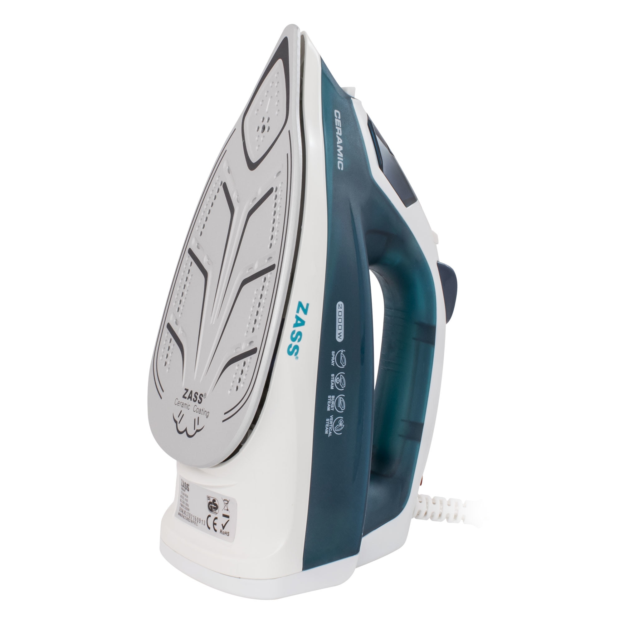 Ютия Zass A 09, 2000W, керамична гладеща плоча, вертикално гладене ...