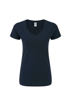 Tricou cu maneca scurta dama Fruit of the Loom, Decolteu in V, Bumbac, slim fit, Bleumarin Tricou cu maneca scurta dama Fruit of the Loom, Decolteu in V, Bumbac, slim fit, Bleumarin