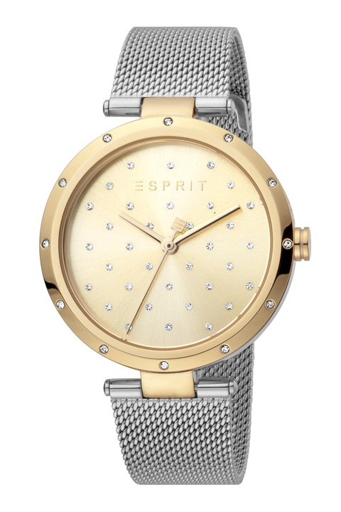 Esprit, Двуцветен часовник с кристали, Сребрист/Златист