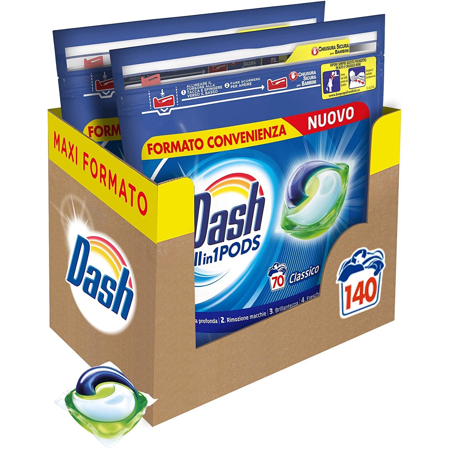Pachet detergent capsule Dash All in 1 Pods Classic, 140 spalari