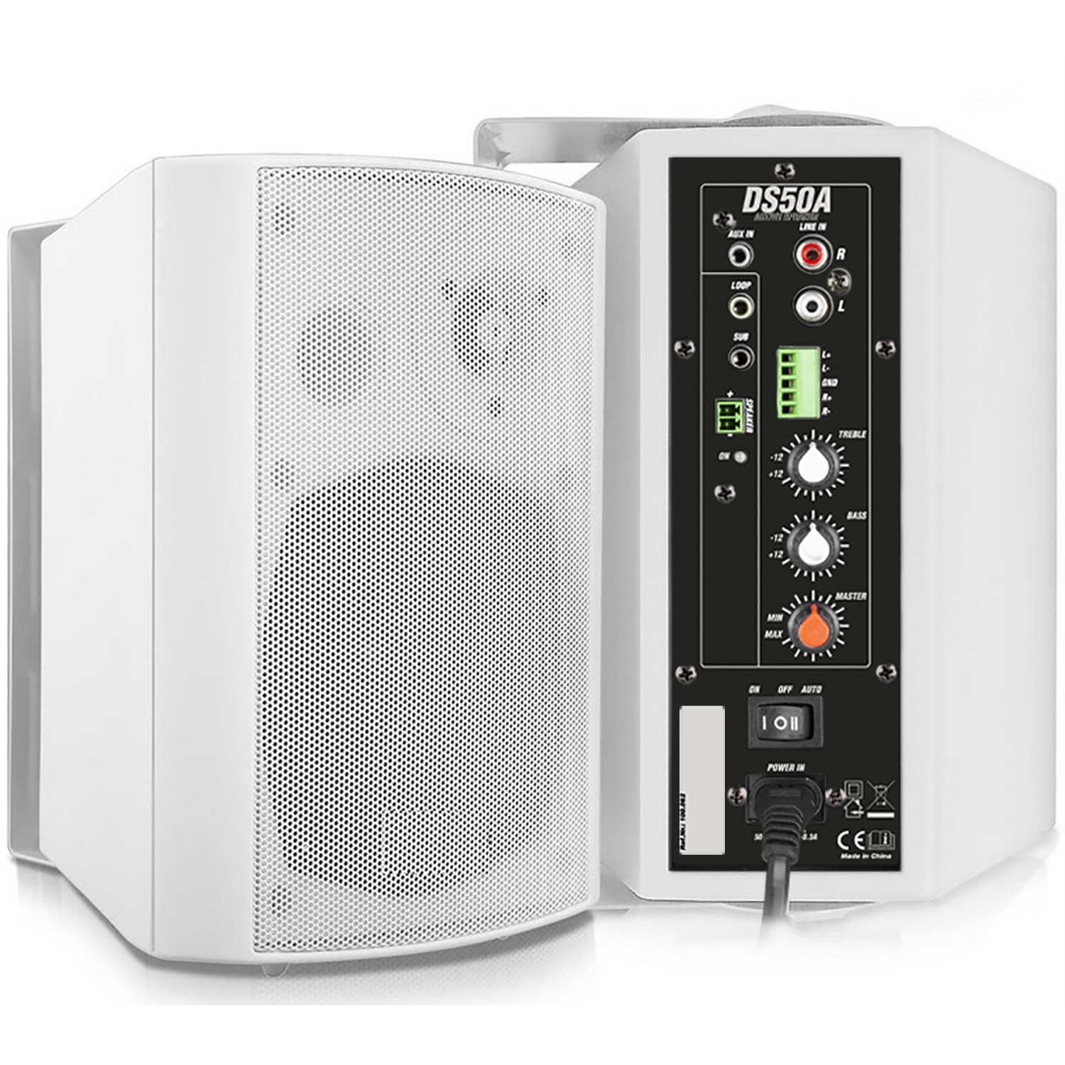 Set de 2 boxe active, 5.25”, 2x50W RMS, Bluetooth, alb, Power Dynamics DS50AW