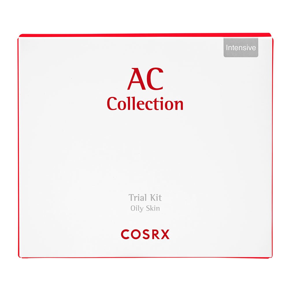 Set de travel tratament intensiv pentru acnee, Acne Collection Intensive Cosrx, Spuma de curatare, Solutie calmanta cu propolis, Crema anti-acnee cu aplicare locala, Crema hidratanta cu efect calmant, 75g