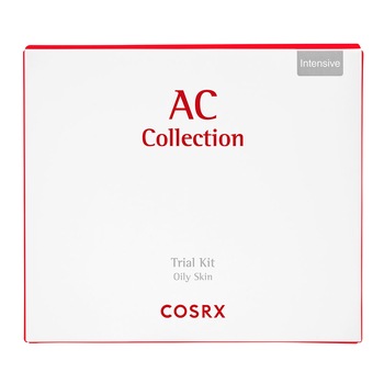 Set de travel tratament intensiv pentru acnee, Acne Collection Intensive Cosrx, Spuma de curatare, Solutie calmanta cu propolis, Crema anti-acnee cu aplicare locala, Crema hidratanta cu efect calmant, 75g Set de travel tratament intensiv pentru acnee, Acne Collection Intensive Cosrx, Spuma de curatare, Solutie calmanta cu propolis, Crema anti-acnee cu aplicare locala, Crema hidratanta cu efect calmant, 75g
