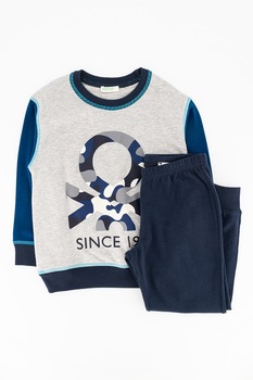 United Colors of Benetton Underwear, Pijama cu decolteu la baza gatului, de jerseu, Bleumarin/Gri melange/Albastru inchis United Colors of Benetton Underwear, Pijama cu decolteu la baza gatului, de jerseu, Bleumarin/Gri melange/Albastru inchis