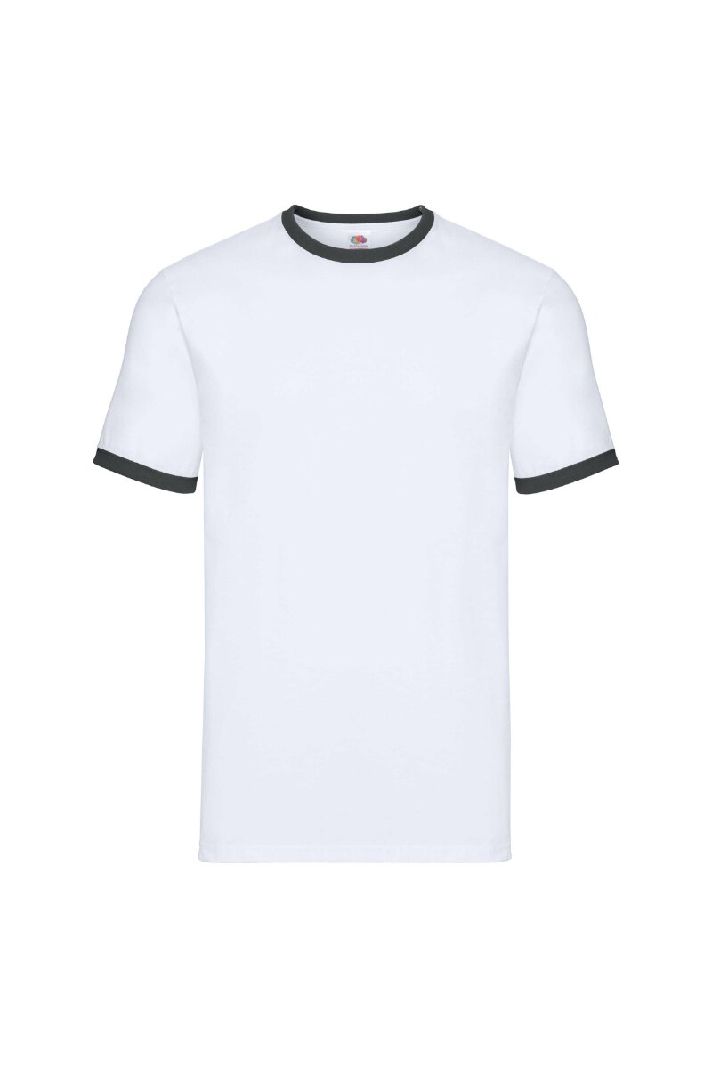 Tricou Fruit of the Loom, Ringer, Bumbac, Alb/Negru, Alb/Negru