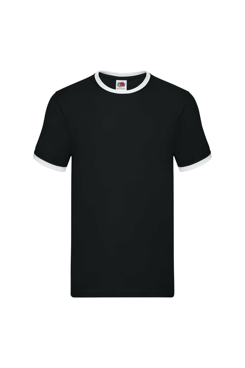 Tricou Fruit of the Loom, Ringer, Bumbac, Negru/Alb, Negru/Alb