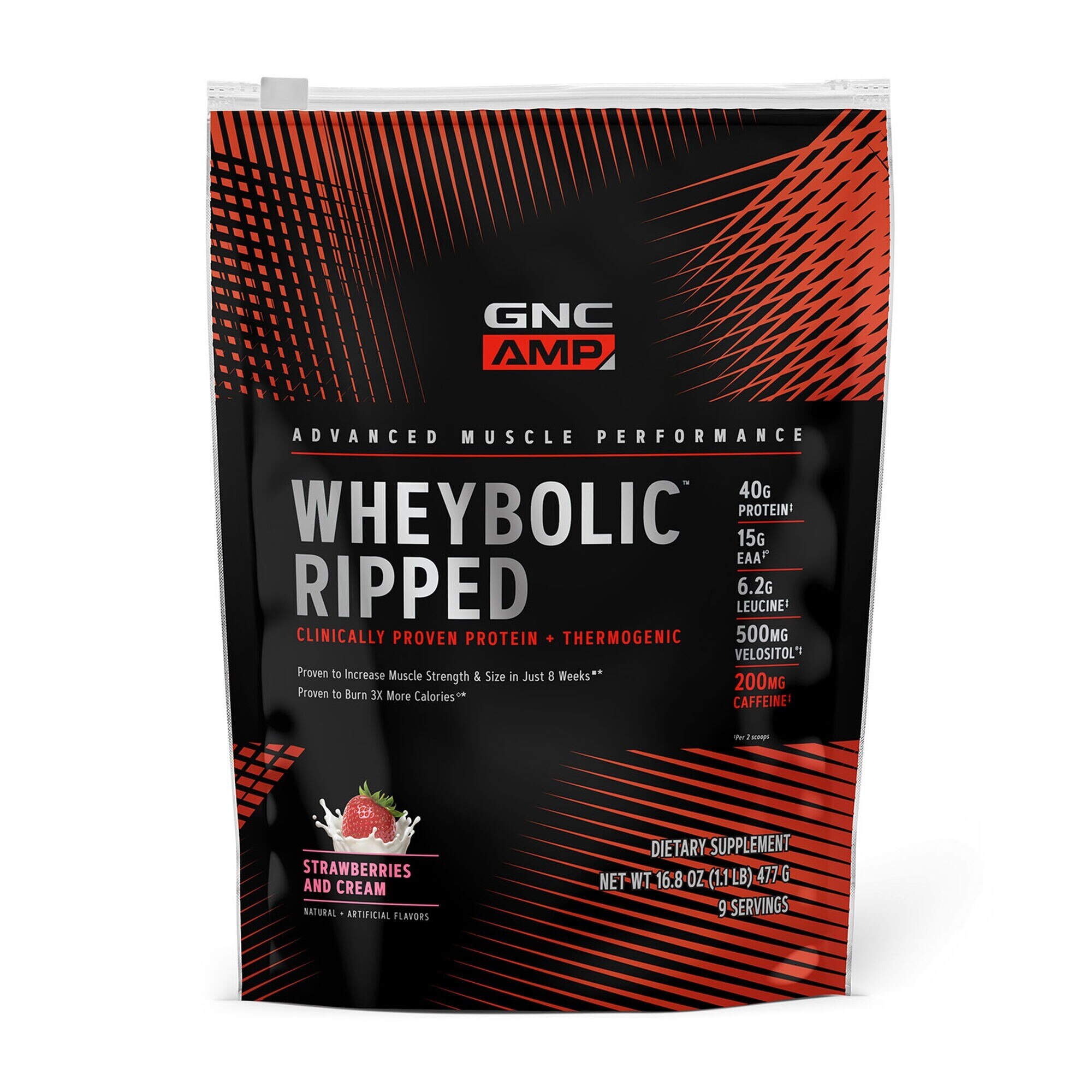 Proteina din Zer GNC AMP Wheybolic™ Ripped cu Aroma de Capsuni, 1166 g