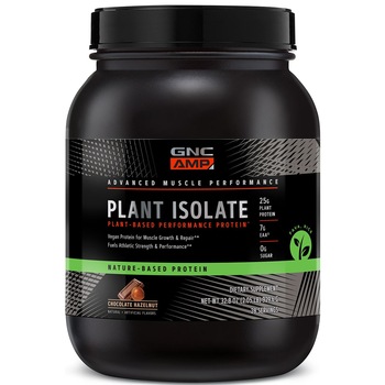 Proteina Vegetala AMP Plant Isolate GNC cu Aroma de Ciocolata si Alune, 929.6 g Proteina Vegetala AMP Plant Isolate GNC cu Aroma de Ciocolata si Alune, 929.6 g