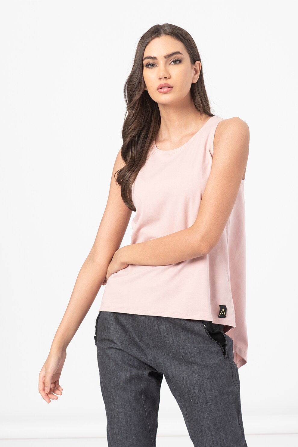 Amazing, Top cu decolteu la baza gatului si decolteu pe partea din spate, Roz prafuit