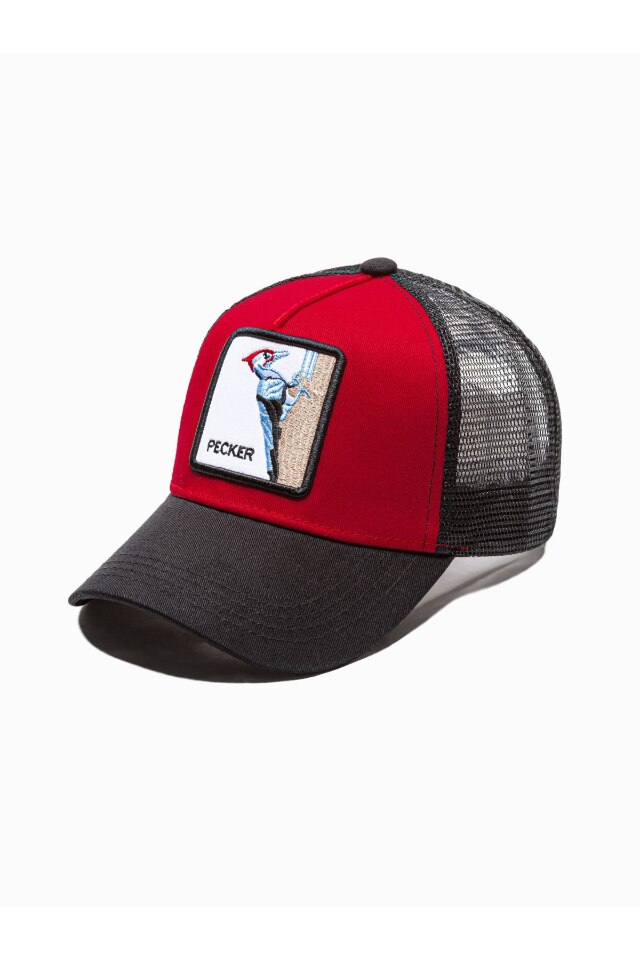 Sapca reglabila pentru barbati, Ombre, H096, Poliester, 53-58 cm, Rosu/Negru