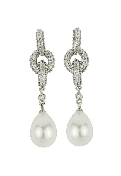 Обеци Bombay Sunset, Със сребърно покритие и истински барокови перли, Сребрист