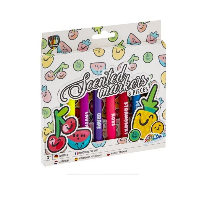 Set 8 markere parfumate cu miros de fructe Grafix Premium