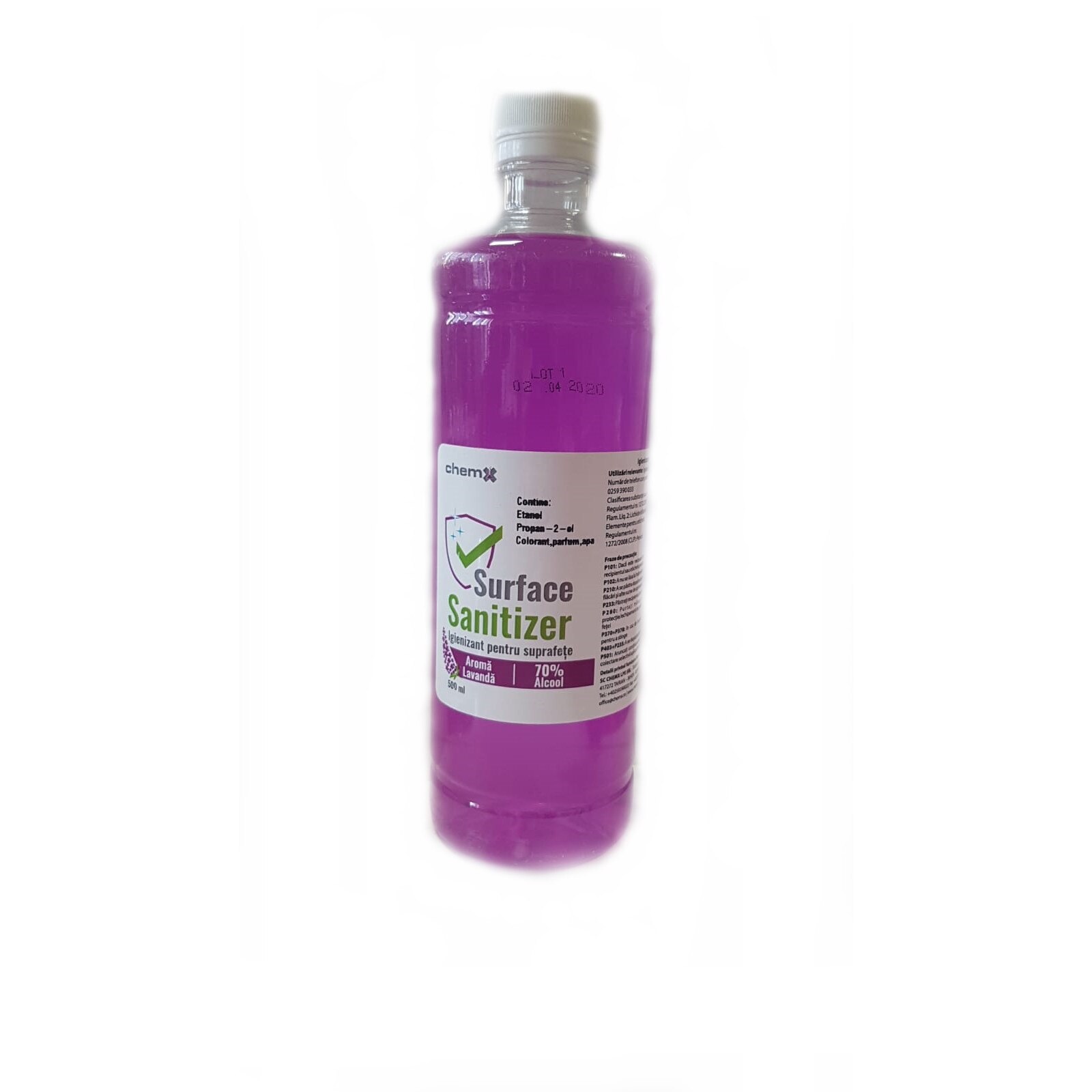 Igienizant pentru suprafete, alcool 70%, 500 ml, aroma lavanda, mov
