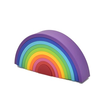 Joc de stivuire curcubeu silicon neon 10 piese Joc de stivuire curcubeu silicon neon 10 piese