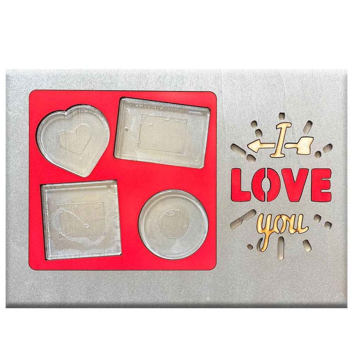 Rama foto model Love 4 poze, argintiu, lemn, Createur, 29 x 20 cm