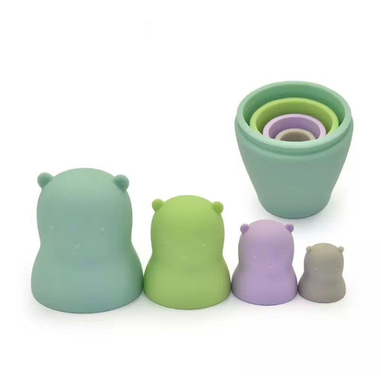 Jucarie tip “Matryoshka” verde din silicon alimentar