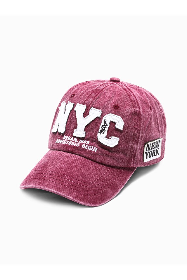 Sapca reglabila pentru barbati, Ombre, H062, Bumbac, 54-59 cm, Rosu/Alb