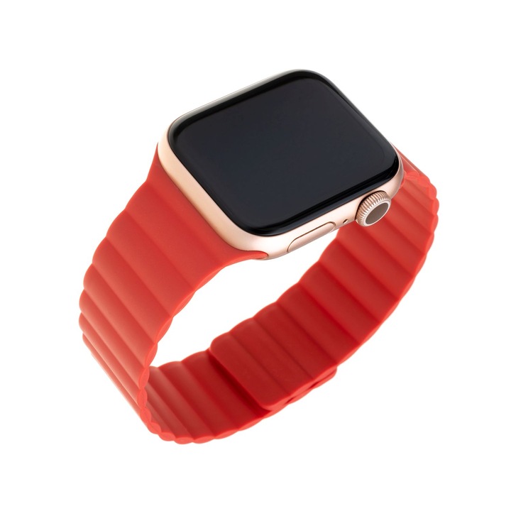 Mágneses szilikon szíj, kompatibilis az Apple Watch 1/2/3/4 órával, fix mágneses szíj, 40/38 mm, piros