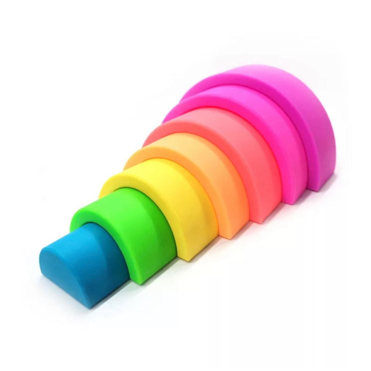 Joc de stivuire curcubeu neon din silicon alimentar 7 piese