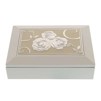 Caseta Bijuterii Lemn Alb White Roses 13 x 18 cm Caseta Bijuterii Lemn Alb White Roses 13 x 18 cm