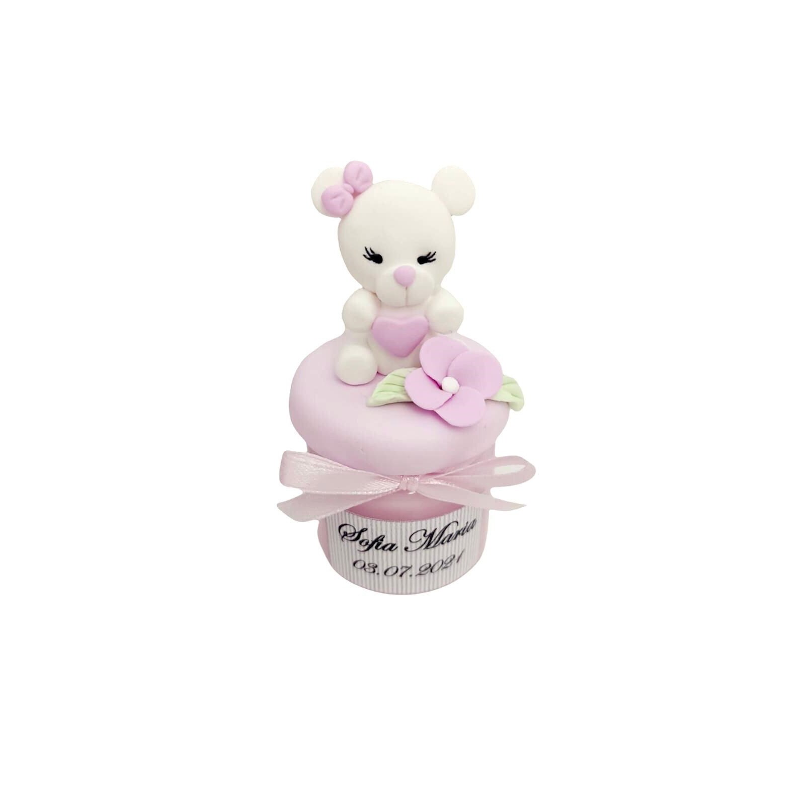 Set marturii pentru botez lumanare din ceara de soia, Ursulet, 10 bucati