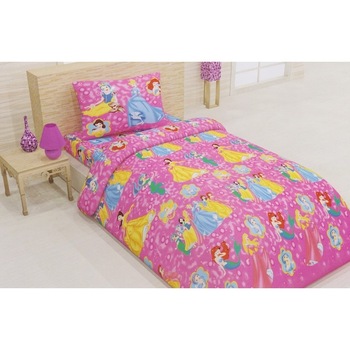 Set 3 piese Lenjerie de pat copii - Disney Princess - 90 x 200 Set 3 piese Lenjerie de pat copii - Disney Princess - 90 x 200