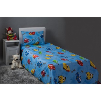 Set 3 piese Lenjerie de pat copii - Cars 90 x 200 cm Set 3 piese Lenjerie de pat copii - Cars 90 x 200 cm