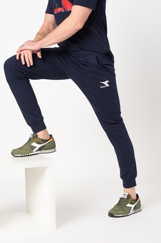 Diadora, Pantaloni sport de bumbac organic cu logo Core, Bleumarin Diadora, Pantaloni sport de bumbac organic cu logo Core, Bleumarin
