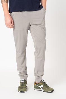 Diadora, Pantaloni sport de bumbac organic cu logo Core, Gri deschis Diadora, Pantaloni sport de bumbac organic cu logo Core, Gri deschis