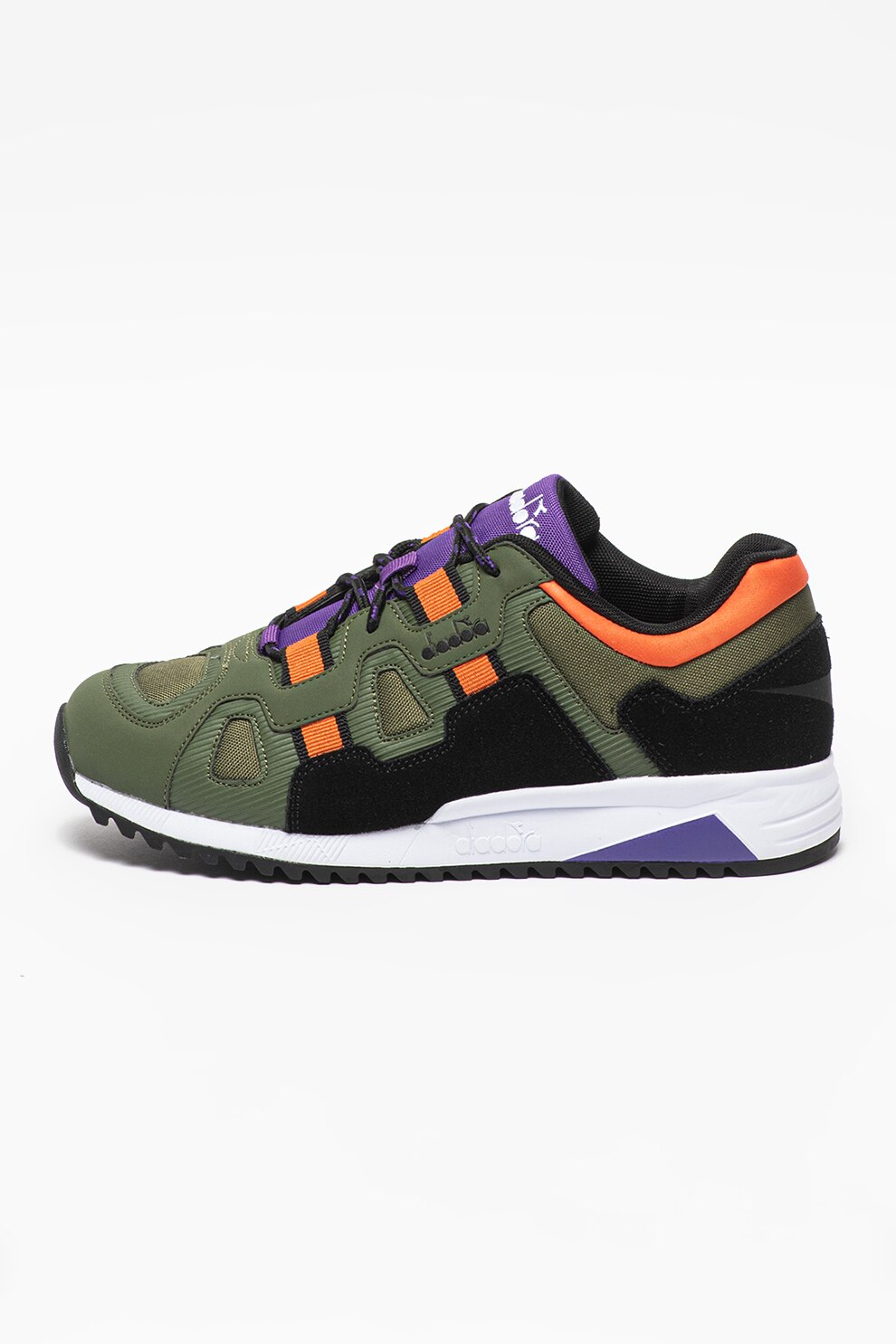 Diadora, Pantofi sport cu model colorblock Off Road, Verde sparanghel/Negru