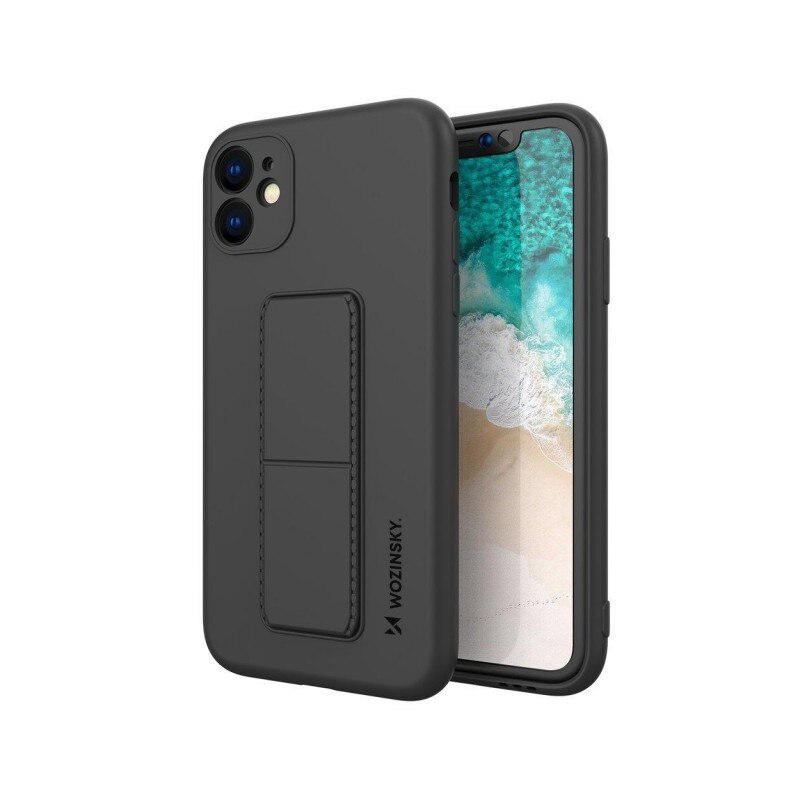 Husa Spate Wozinsky Compatibila Cu iPhone 12 Pro Max, Cu Stand Metalic Pe Spate, Protectie La Camera - Negru