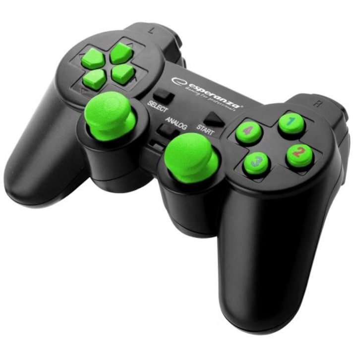 Esperanza Warrior Gamepad, PC USB, Fekete/Zöld