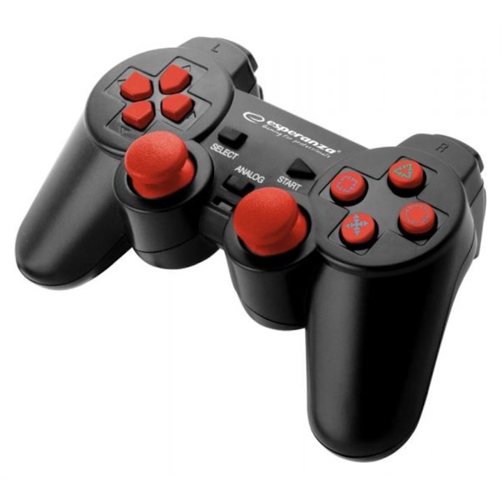 Контролер Gamepad Esperanza, Corsair Vibration, PS2, PS3, PC, USB, Черен/Червен
